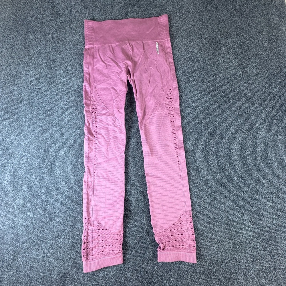 Gymshark Energy Seamless Leggings Womens 27x24.5 Mauve Mesh Laser Cut Athletic